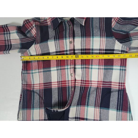 Orvis Womens Large Plaid Tartan Red Blue‎ Shacket Jacket Fleece Lined 1316588 - Picture 10 of 10